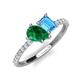 5 - Zahara 9x7 mm Pear Emerald and 7x5 mm Emerald Cut Blue Topaz 2 Stone Duo Ring 