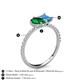 6 - Zahara 9x7 mm Pear Emerald and 7x5 mm Emerald Cut Blue Topaz 2 Stone Duo Ring 