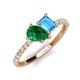 5 - Zahara 9x7 mm Pear Emerald and 7x5 mm Emerald Cut Blue Topaz 2 Stone Duo Ring 