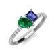 5 - Zahara 9x7 mm Pear Emerald and 7x5 mm Emerald Cut Iolite 2 Stone Duo Ring 