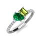 5 - Zahara 9x7 mm Pear Emerald and 7x5 mm Emerald Cut Peridot 2 Stone Duo Ring 