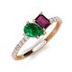 5 - Zahara 9x7 mm Pear Emerald and 7x5 mm Emerald Cut Rhodolite Garnet 2 Stone Duo Ring 