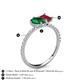 6 - Zahara 9x7 mm Pear Emerald and 7x5 mm Emerald Cut Lab Created Ruby 2 Stone Duo Ring 
