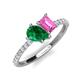 5 - Zahara 9x7 mm Pear Emerald and 7x5 mm Emerald Cut Lab Created Pink Sapphire 2 Stone Duo Ring 
