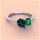 4 - Zahara 9x6 mm Pear London Blue Topaz and 7x5 mm Emerald Cut Lab Created Emerald 2 Stone Duo Ring 