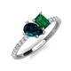 5 - Zahara 9x6 mm Pear London Blue Topaz and 7x5 mm Emerald Cut Lab Created Emerald 2 Stone Duo Ring 