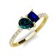 5 - Zahara 9x6 mm Pear London Blue Topaz and 7x5 mm Emerald Cut Lab Created Blue Sapphire 2 Stone Duo Ring 