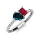 5 - Zahara 9x6 mm Pear London Blue Topaz and 7x5 mm Emerald Cut Lab Created Ruby 2 Stone Duo Ring 