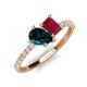 5 - Zahara 9x6 mm Pear London Blue Topaz and 7x5 mm Emerald Cut Lab Created Ruby 2 Stone Duo Ring 