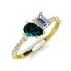 5 - Zahara 9x6 mm Pear London Blue Topaz and GIA Certified 7x5 mm Emerald Cut Diamond 2 Stone Duo Ring 