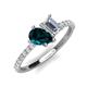 5 - Zahara 9x6 mm Pear London Blue Topaz and 7x5 mm Emerald Cut Forever One Moissanite 2 Stone Duo Ring 