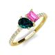 5 - Zahara 9x6 mm Pear London Blue Topaz and 7x5 mm Emerald Cut Lab Created Pink Sapphire 2 Stone Duo Ring 
