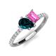 5 - Zahara 9x6 mm Pear London Blue Topaz and 7x5 mm Emerald Cut Lab Created Pink Sapphire 2 Stone Duo Ring 