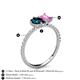6 - Zahara 9x6 mm Pear London Blue Topaz and 7x5 mm Emerald Cut Lab Created Pink Sapphire 2 Stone Duo Ring 