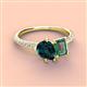 4 - Zahara 9x6 mm Pear London Blue Topaz and 7x5 mm Emerald Cut Lab Created Alexandrite 2 Stone Duo Ring 