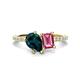 1 - Zahara 9x6 mm Pear London Blue Topaz and 7x5 mm Emerald Cut Pink Tourmaline 2 Stone Duo Ring 