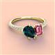 4 - Zahara 9x6 mm Pear London Blue Topaz and 7x5 mm Emerald Cut Pink Tourmaline 2 Stone Duo Ring 