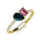 5 - Zahara 9x6 mm Pear London Blue Topaz and 7x5 mm Emerald Cut Pink Tourmaline 2 Stone Duo Ring 