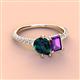 4 - Zahara 9x6 mm Pear London Blue Topaz and 7x5 mm Emerald Cut Amethyst 2 Stone Duo Ring 