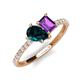 5 - Zahara 9x6 mm Pear London Blue Topaz and 7x5 mm Emerald Cut Amethyst 2 Stone Duo Ring 