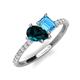 5 - Zahara 9x6 mm Pear London Blue Topaz and 7x5 mm Emerald Cut Blue Topaz 2 Stone Duo Ring 