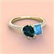 4 - Zahara 9x6 mm Pear London Blue Topaz and 7x5 mm Emerald Cut Blue Topaz 2 Stone Duo Ring 