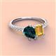 4 - Zahara 9x6 mm Pear London Blue Topaz and 7x5 mm Emerald Cut Citrine 2 Stone Duo Ring 
