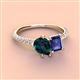 4 - Zahara 9x6 mm Pear London Blue Topaz and 7x5 mm Emerald Cut Iolite 2 Stone Duo Ring 