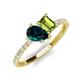 5 - Zahara 9x6 mm Pear London Blue Topaz and 7x5 mm Emerald Cut Peridot 2 Stone Duo Ring 
