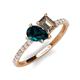 5 - Zahara 9x6 mm Pear London Blue Topaz and 7x5 mm Emerald Cut Smoky Quartz 2 Stone Duo Ring 