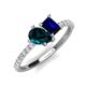 5 - Zahara 9x6 mm Pear London Blue Topaz and 7x5 mm Emerald Cut Lab Created Blue Sapphire 2 Stone Duo Ring 