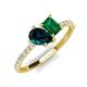 5 - Zahara 9x6 mm Pear London Blue Topaz and 7x5 mm Emerald Cut Lab Created Emerald 2 Stone Duo Ring 
