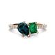 1 - Zahara 9x6 mm Pear London Blue Topaz and 7x5 mm Emerald Cut Lab Created Emerald 2 Stone Duo Ring 