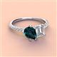 4 - Zahara 9x6 mm Pear London Blue Topaz and IGI Certified 7x5 mm Emerald Cut Lab Grown Diamond 2 Stone Duo Ring 