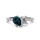 1 - Zahara 9x6 mm Pear London Blue Topaz and 7x5 mm Emerald Cut Forever Brilliant Moissanite 2 Stone Duo Ring 
