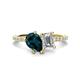 1 - Zahara 9x6 mm Pear London Blue Topaz and 7x5 mm Emerald Cut Forever Brilliant Moissanite 2 Stone Duo Ring 