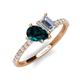 5 - Zahara 9x6 mm Pear London Blue Topaz and 7x5 mm Emerald Cut Forever Brilliant Moissanite 2 Stone Duo Ring 