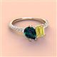 4 - Zahara 9x6 mm Pear London Blue Topaz and 7x5 mm Emerald Cut Lab Created Yellow Sapphire 2 Stone Duo Ring 