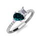 5 - Zahara 9x6 mm Pear London Blue Topaz and 7x5 mm Emerald Cut White Sapphire 2 Stone Duo Ring 