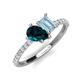 5 - Zahara 9x6 mm Pear London Blue Topaz and 7x5 mm Emerald Cut Aquamarine 2 Stone Duo Ring 