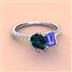 4 - Zahara 9x6 mm Pear London Blue Topaz and 7x5 mm Emerald Cut Tanzanite 2 Stone Duo Ring 
