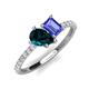5 - Zahara 9x6 mm Pear London Blue Topaz and 7x5 mm Emerald Cut Tanzanite 2 Stone Duo Ring 