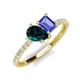 5 - Zahara 9x6 mm Pear London Blue Topaz and 7x5 mm Emerald Cut Tanzanite 2 Stone Duo Ring 