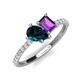 5 - Zahara 9x6 mm Pear London Blue Topaz and 7x5 mm Emerald Cut Amethyst 2 Stone Duo Ring 