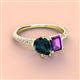 4 - Zahara 9x6 mm Pear London Blue Topaz and 7x5 mm Emerald Cut Amethyst 2 Stone Duo Ring 