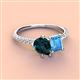4 - Zahara 9x6 mm Pear London Blue Topaz and 7x5 mm Emerald Cut Blue Topaz 2 Stone Duo Ring 