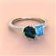 4 - Zahara 9x6 mm Pear London Blue Topaz and 7x5 mm Emerald Cut Blue Topaz 2 Stone Duo Ring 