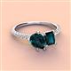 4 - Zahara 9x6 mm Pear and 7x5 mm Emerald Cut London Blue Topaz 2 Stone Duo Ring 