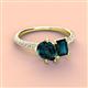 4 - Zahara 9x6 mm Pear and 7x5 mm Emerald Cut London Blue Topaz 2 Stone Duo Ring 
