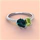 4 - Zahara 9x6 mm Pear London Blue Topaz and 7x5 mm Emerald Cut Peridot 2 Stone Duo Ring 